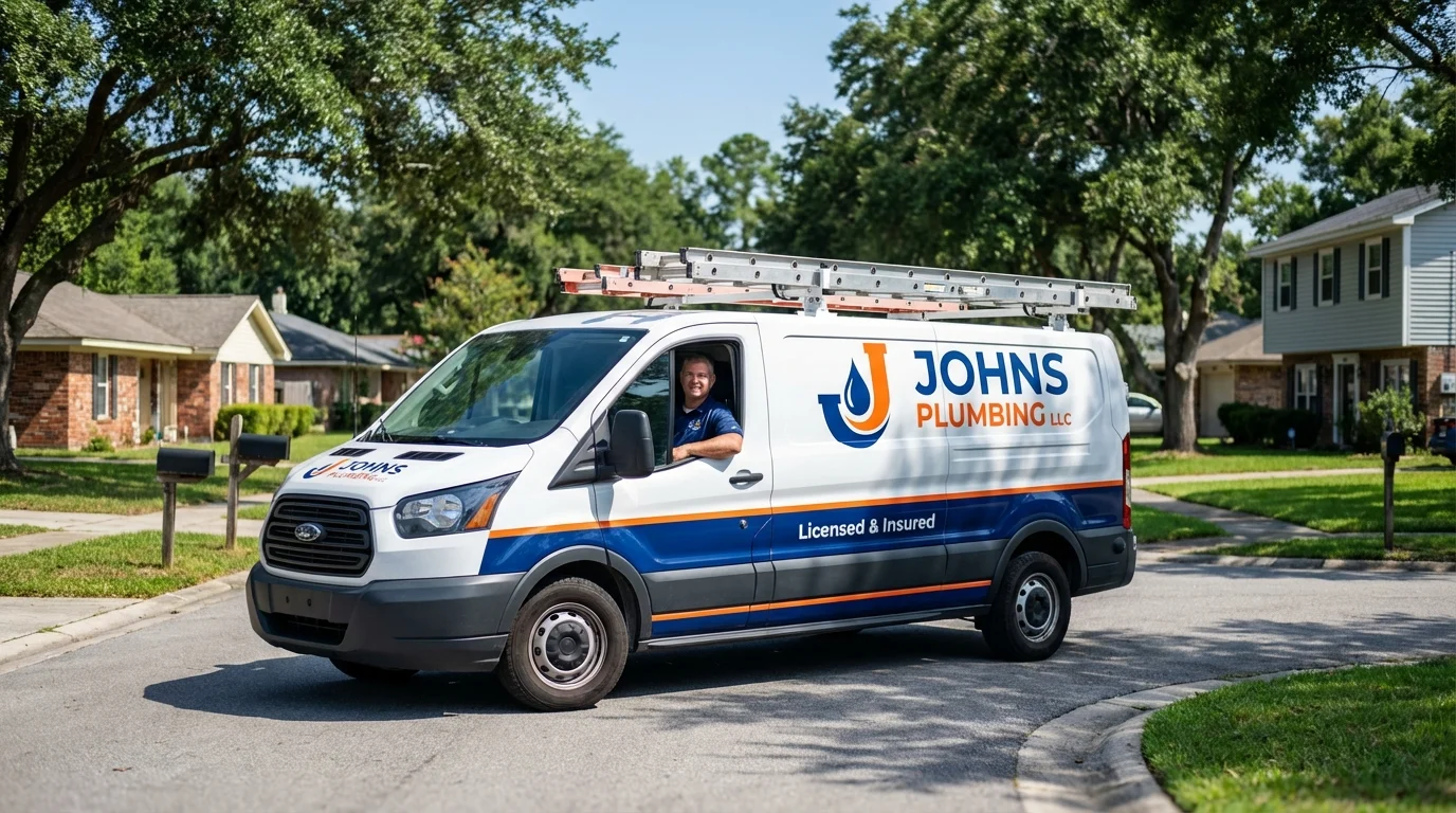 Johns Plumbing LLC service van in Atoka, OK