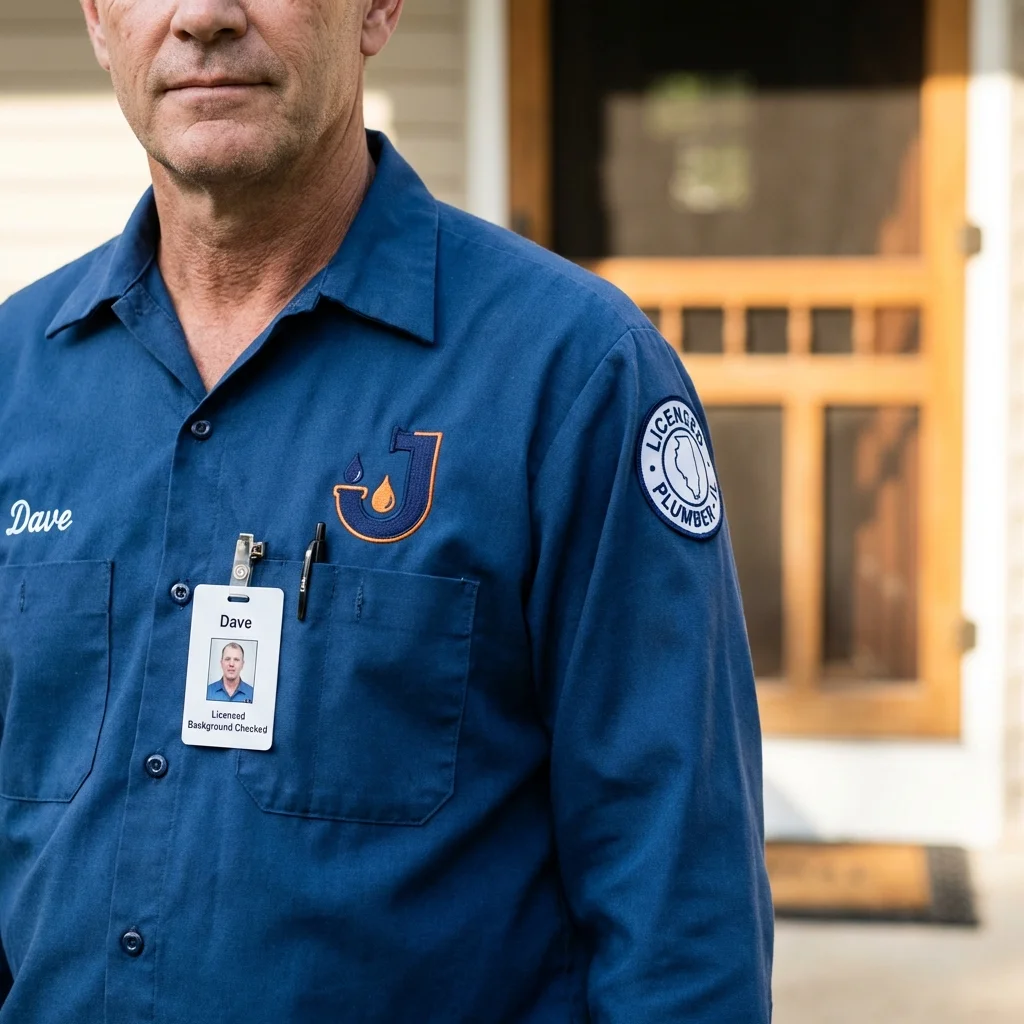 Licensed plumber showing ID badge in Atoka, OK