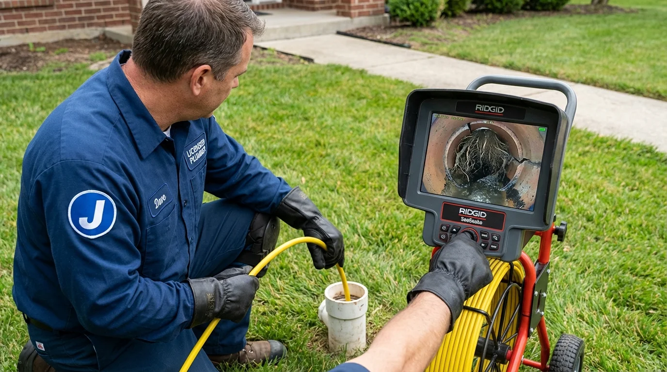 Sewer camera inspection being performed by Johns Plumbing LLC in Atoka