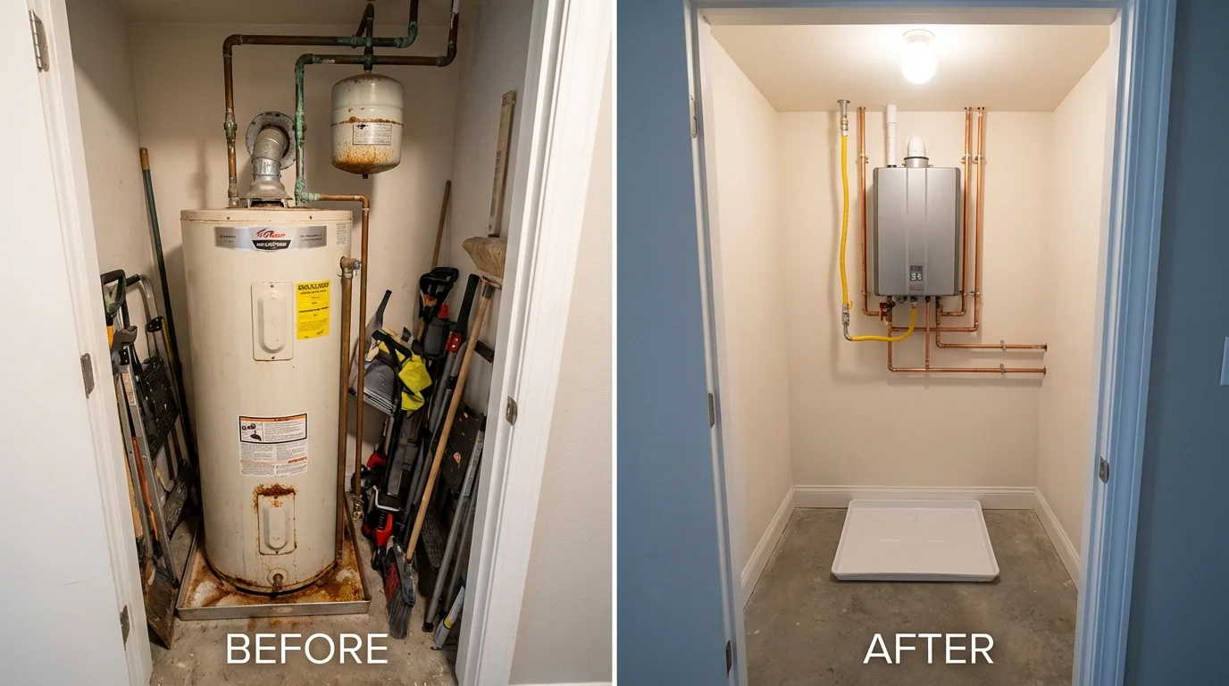 Tank water heater versus wall-mounted tankless unit comparison for Atoka, OK homeowners